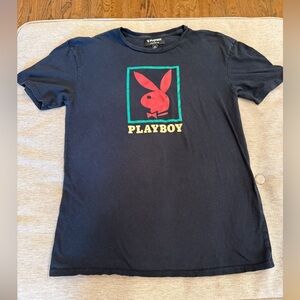 PLAYBOY by PacSun Black Tee with Green Accent size M